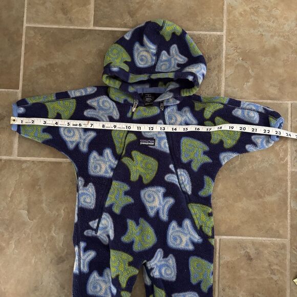 Patagonia Fleece Bunting Baby Infant 3-6 Months Zen Turtle Fish VINTAGE 90s RARE - Picture 7 of 10